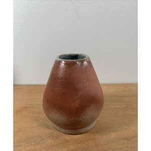 Carol Lee Signed Ceramic Vase Earth Tones Teal Glaze Studio Art Pottery